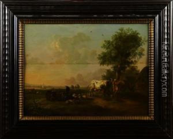 Pastoralt Landskap Oil Painting - Balthasar Paul Ommeganck