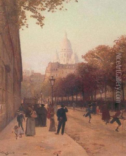 Place D'anvers Et Le Sacre Coeur, Paris Oil Painting - Victor-Gabriel Gilbert
