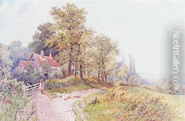 Extensive Country Landscape Oil Painting - Octavius Thomas Clark