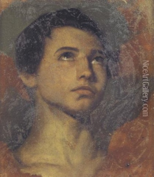 Etude De Tete De Jeune Homme Oil Painting - Hippolyte Jean Flandrin