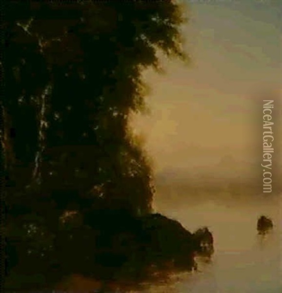 View Of A Lake Oil Painting - John Frederick Kensett