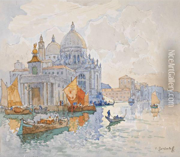 Santa Maria Della Salute, Venice Oil Painting - Konstantin Ivanovich Gorbatov