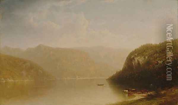Mountain Lake Scene 1883 Oil Painting - John William Casilear