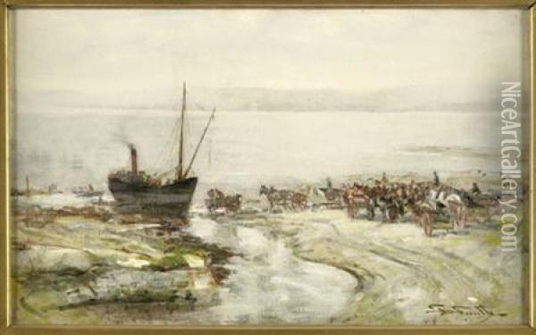 Unloading, Blackwaterfoot Oil Painting - George Smith