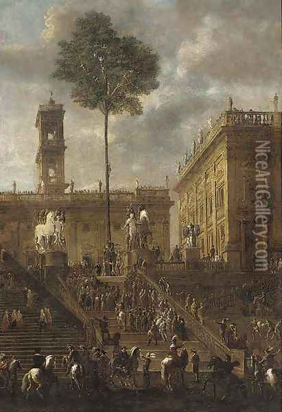 The Campidoglio, Rome Oil Painting - Agostino Tassi