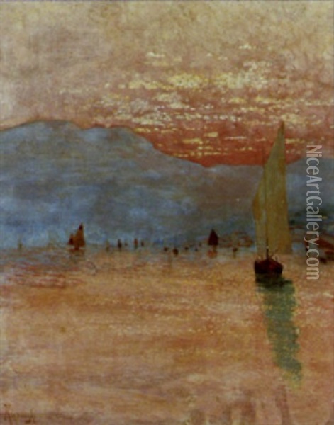 Seelandschaft Mit Segelbooten Oil Painting - Johann (Jan) Klepinski
