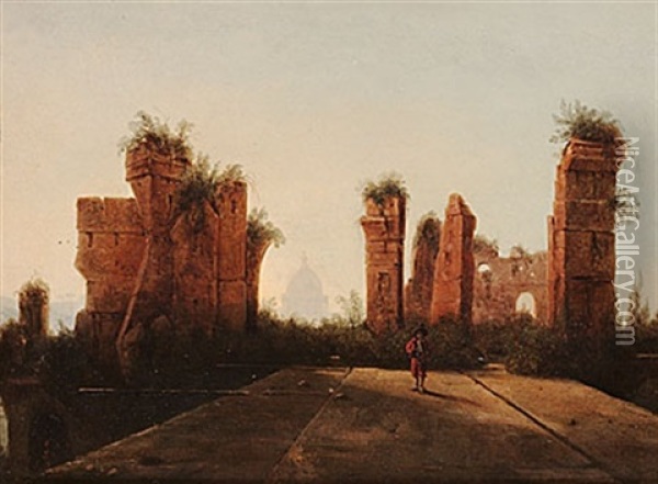 Ruinerna Pa Palatinen I Rom Oil Painting - Carl Stefan Bennet