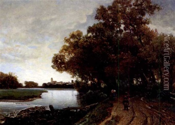 Weg Am Flusslein Oil Painting - Johann Valentin Ruths