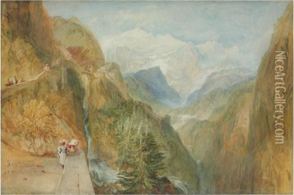 Mont Blanc From Fort Roch, Val D'aosta Oil Painting - Joseph Mallord William Turner