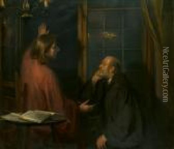 Christus Und Nikodemus Oil Painting - Fritz von Uhde