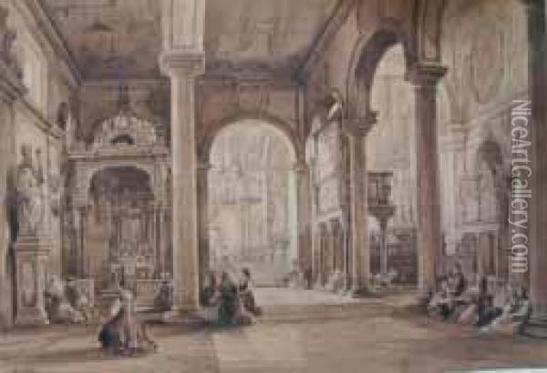 La Cattedrale Di Benevento Oil Painting - Achille Vianelli