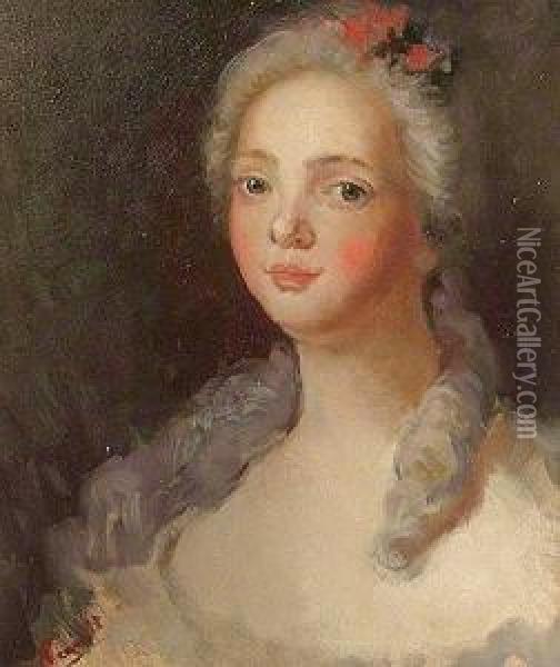 Madame De Pompadour.
 Oleo Sobre Lienzo. 54 X 45 Cms Oil Painting - V. Renault