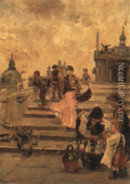 Venetian Street Scene Oil Painting - Wilhelm von Gegerfelt