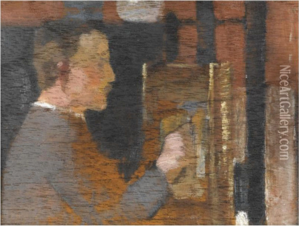 James Guthrie At His Easel Oil Painting - Joseph Crawhall