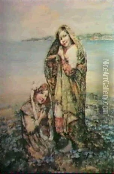 Picking Periwinkles Oil Painting - Edward Atkinson Hornel