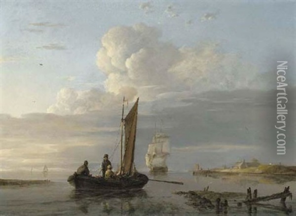 Shipping In A Calm Oil Painting - Hermanus Koekkoek the Elder