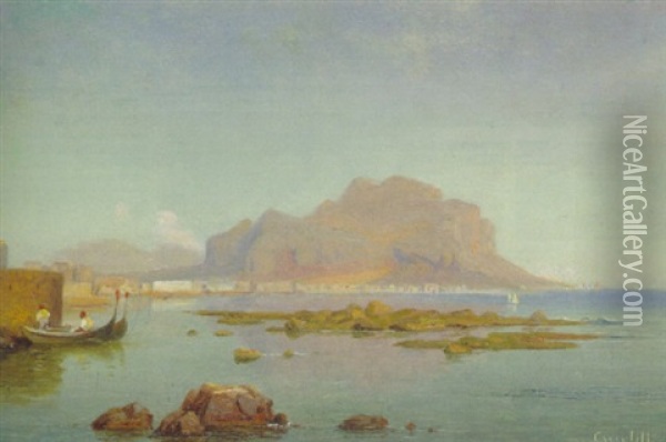Der Monte Pellegrino Bei Palermo Oil Painting - Ludwig Heinrich Theodor (Louis) Gurlitt