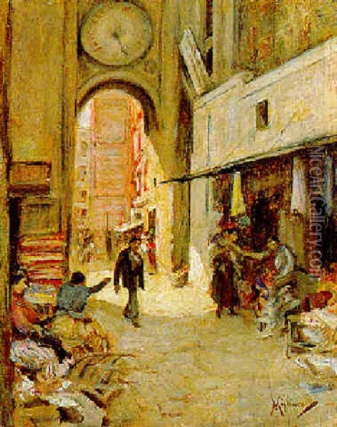 La Porta Di Sant'eligio Oil Painting - Vincenzo Migliaro