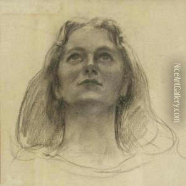 Unsigned, 
Portrait Of Woman Oil Painting - Otto Stark