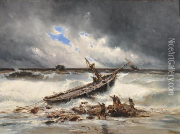 Bateaux Dans La Tempete Oil Painting - Eugenio Amus