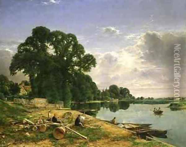 On the Thames Oil Painting - William W. Gosling