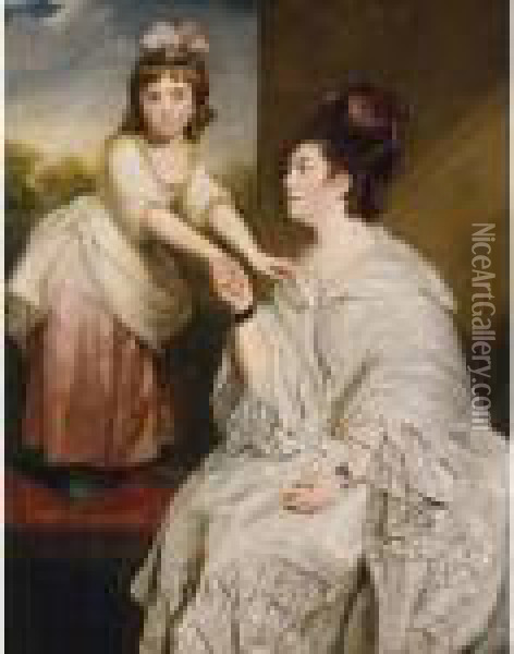 Portrait Of Mrs. Otway And Her Daughter, Jane Oil Painting - Sir Joshua Reynolds