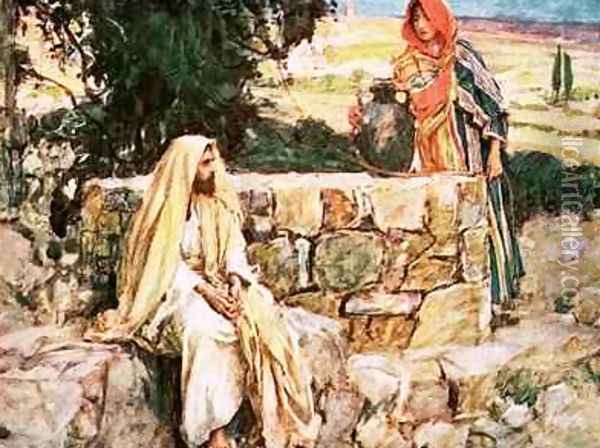Christ and the Woman of Samaria Oil Painting - William Hatherell