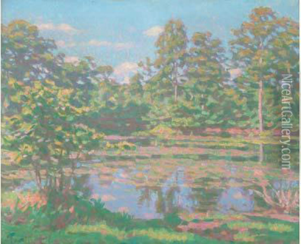  L'etang Borde D'arbres  Oil Painting - Maurice Eliot