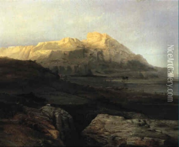 Landschaft Am Oberen Nil Mit Einer Kamelkarawane Oil Painting - Jacob Jacobs