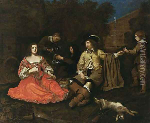 A Hunting Company Resting c. 1651 Oil Painting - Michael Sweerts
