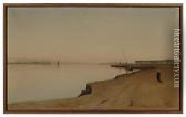 Suez Canal. Oil Painting - Lockwood Deforest