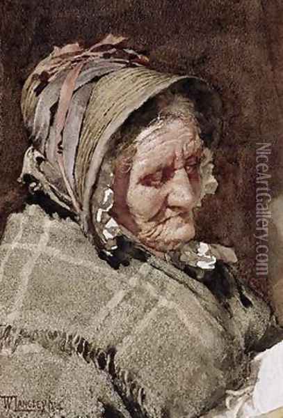 A Newlyn Fish Wife Oil Painting - Walter Langley