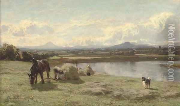 Stirling and Ben Lomond from the Forth Oil Painting - David Farquharson