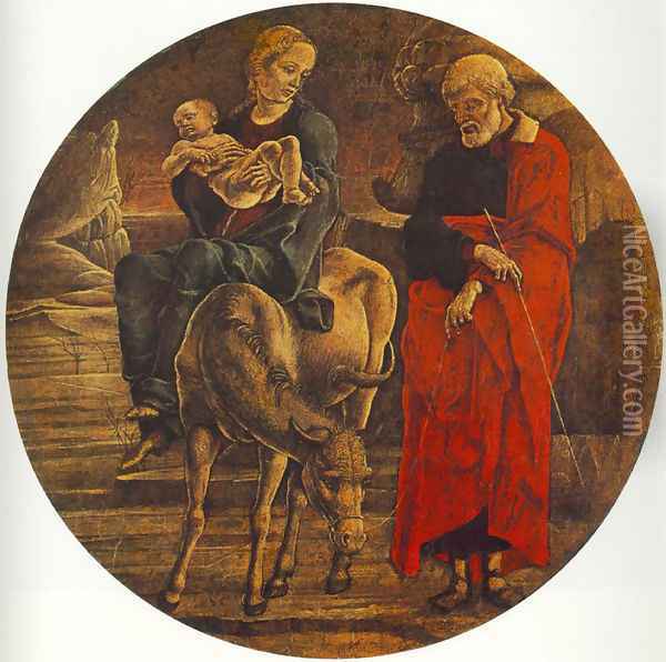 Flight to Egypt (from the predella of the Roverella Polyptych) 1474 Oil Painting - Cosme Tura
