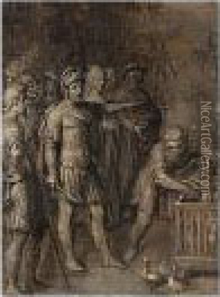 A Roman Emperor Observing An Augur Oil Painting - Otto van Veen