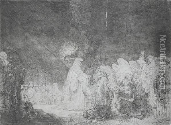 The Presentation In The Temple (bartsch 49) Oil Painting - Rembrandt Van Rijn