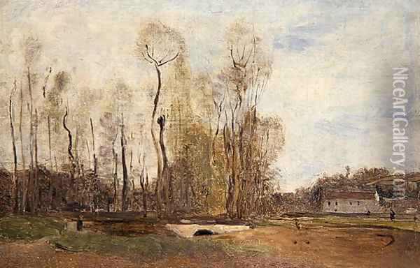 Auvers-sur-Oise: Daubigny's pond, c.1855 Oil Painting - Jean-Baptiste-Camille Corot