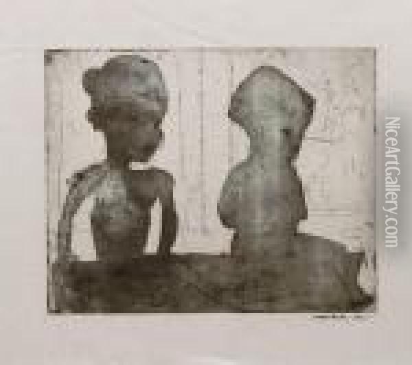 Nackte Kinder - Kaspar Und Judith Oil Painting - Albert Muller