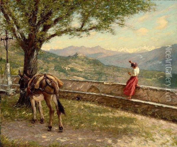 Calling To The Valley Oil Painting - Henry Herbert La Thangue