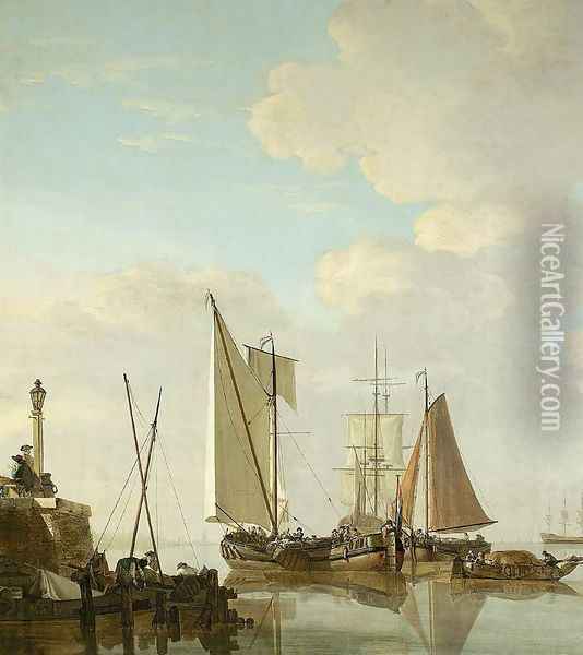 Two Boeiers and a Cat under Sail Oil Painting - Jacob van Strij
