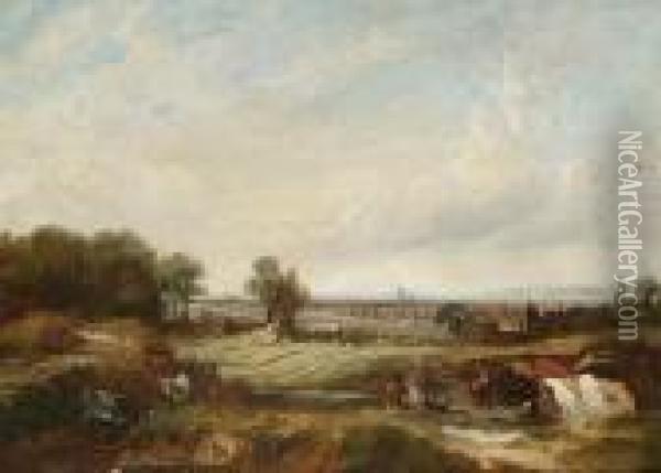 London From Hampstead Heath Oil Painting - George Webster