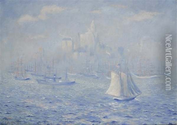 New York Harbor Oil Painting - Theodore Earl Butler