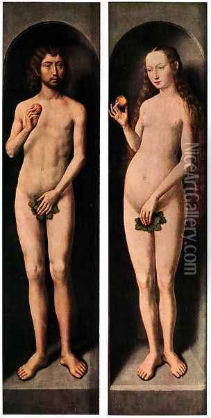 Adam And Eve Oil Painting - Hans Memling