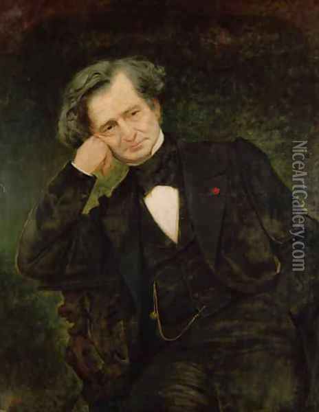 Portrait of Hector Berlioz 1803-69 Oil Painting - Achille Peretti