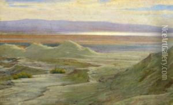 The Jordan Mountains And The Dead Sea Oil Painting - Alfred Edward Emslie