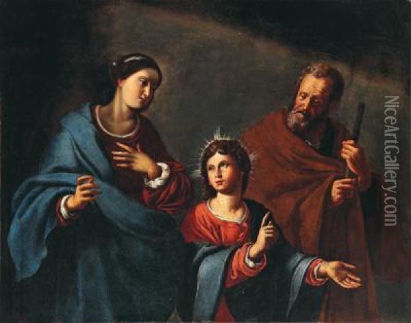 Sacra Famiglia Oil Painting - Antiveduto Grammatica