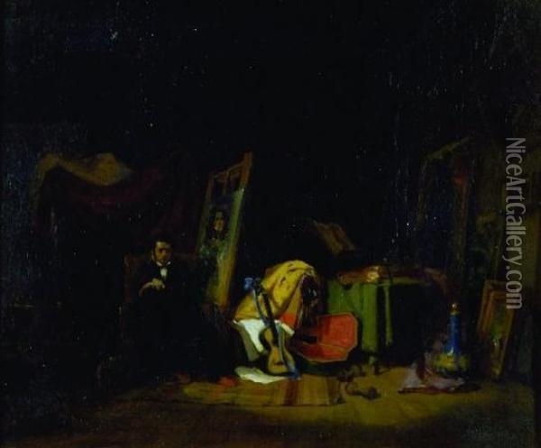 Sir Charles Leslie In His Studio Oil Painting - Sir David Wilkie