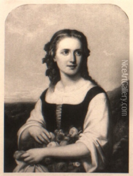 A Portrait Of A Lady Oil Painting - Johannes Antonius Canta