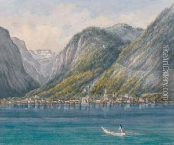 A View Of Hallstadt Oil Painting - Joseph Mossmer