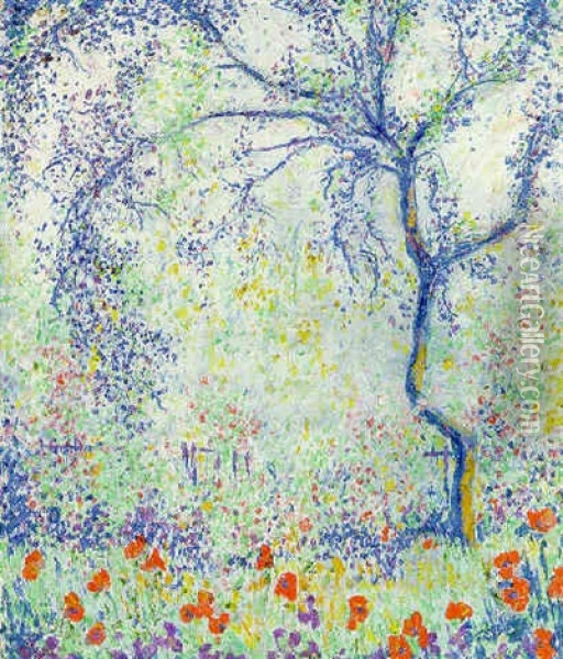 Plum Tree In The Artist's Garden Oil Painting - Theodore Earl Butler